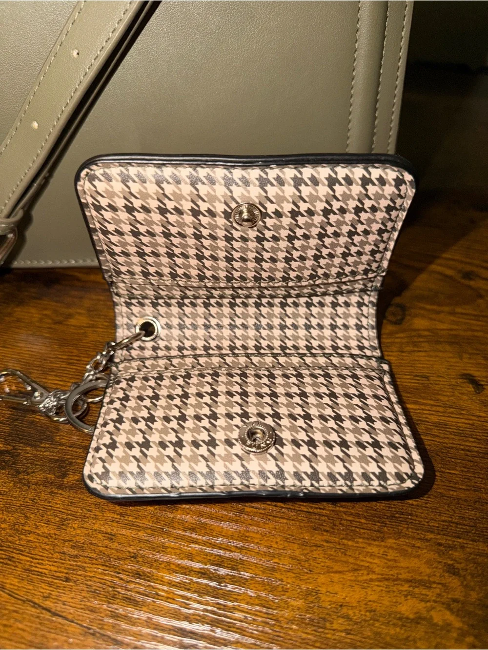 Steve Madden Olive Crossbody Bag with Houndstooth Scarf and Card Case
